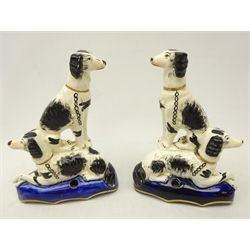  Pair Victorian Staffordshire pen holders each modelled with a pair of spaniels, H16cm (2) Provenance: West Heslerton Hall  