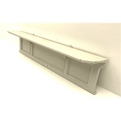 Painted pine wall shelf relief, in grey finish 