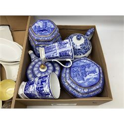 Quantity of ceramics to include Spode blue and white Italian pattern, lustre,  Ringtons etc in three boxes