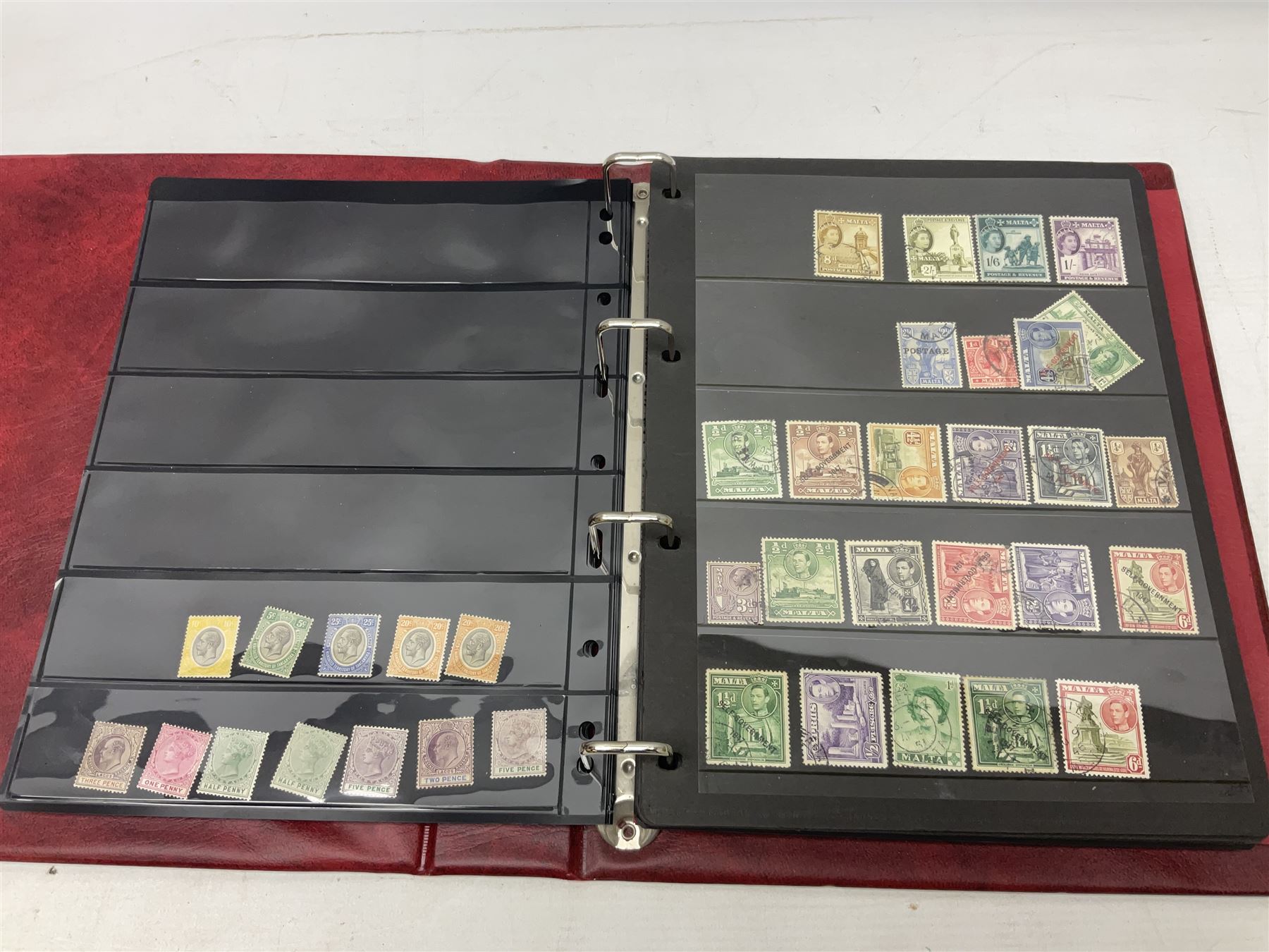 Stamps including St Helena, Fiji, Southern Rhodesia, Malaya, Bermuda, Queen Victoria and later Ceylon, various Universal Postal Union 1949 etc, housed in six albums/folders