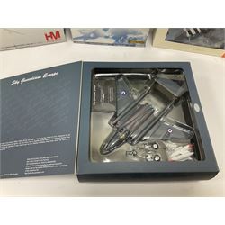 Nine 1:72 scale model aeroplanes comprising four ‘Sky Guardians’, F-16 Fighter Falcon, Sea Vixen FAW.2 899 Sqd XP924, Gloster Javelin FAW 9R 64 Sqd RAF XH766, and Sea Vixen F(AW) Mk2 XN694/305/BL No 892 Sqd RNAS Yeovilton; with three Hobby Master models, one Ixomodels model and one 72 Aviation model  (9)