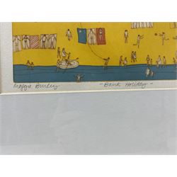 Maggie Burley (British Contemporary): 'Bank Holiday', etching and aquatint signed titled and numbered 11/60 in pencil 22cm x 25cm
