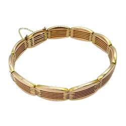  Rose gold four bar oval link bracelet, stamped WHW Ld 9c  