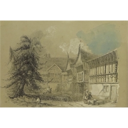  Joseph Nash (British 1809-1878): 'Speke Hall Lancashire', pencil with white and blue washes unsigned, titled and inscribed verso 23cm x 32cm (mounted)  