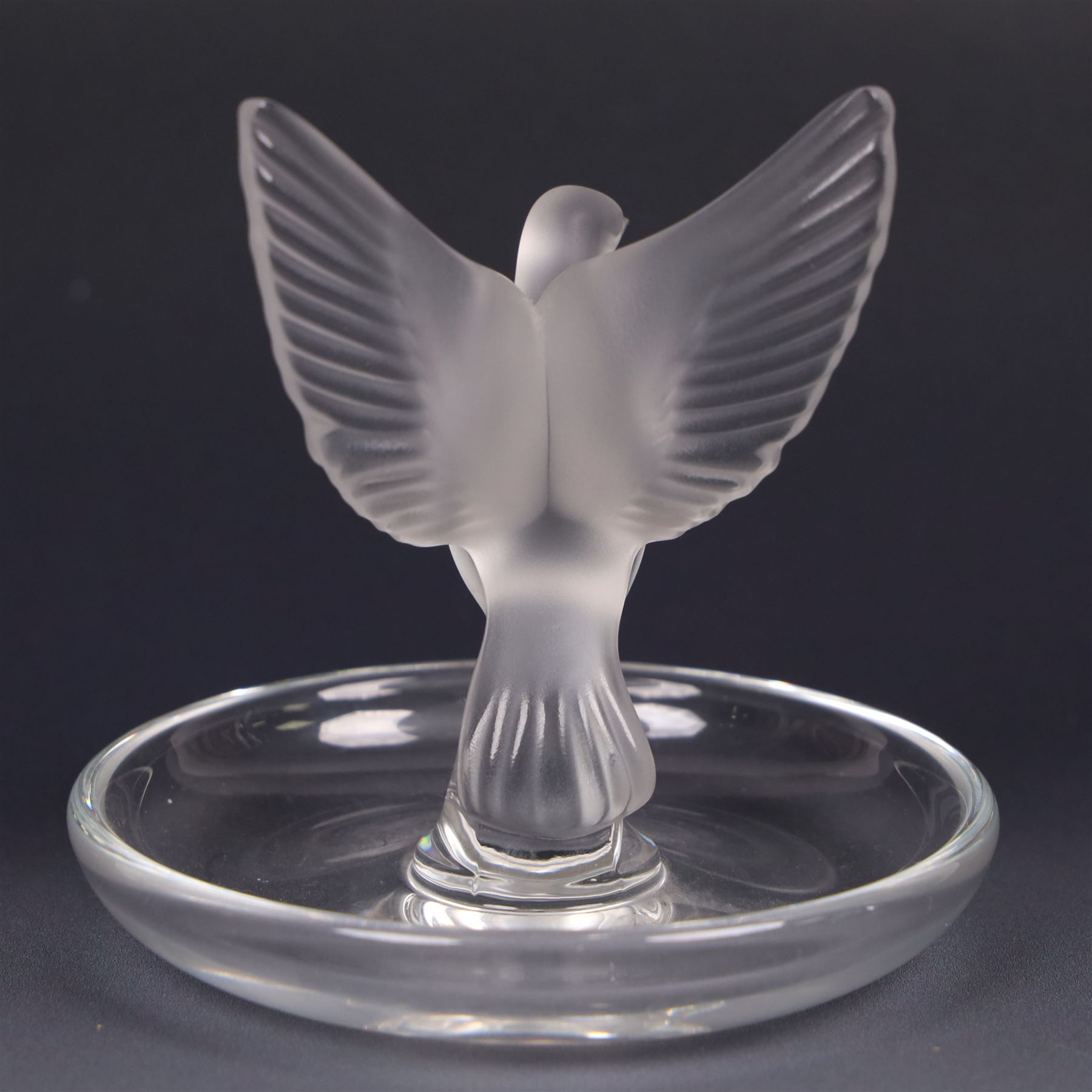 Lalique - Thalie Dove ring dish and Grouse ring dish, H10cm