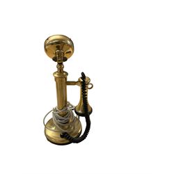 20th century brass candlestick telephone, H33cm