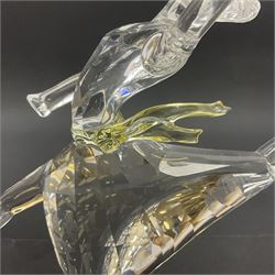 Three Swarovski figures, comprising flamenco dancer, female dancer with certificate and ballerina, tallest H21cm  