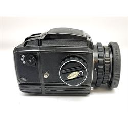 Zenza Bronica S2A medium format camera body, with Zenza Bronica Zenzanon MC '1:2.4 f-80mm' lens, together with Nippon Kogaku Nikkor-P '1:4 f-200mm' lens, Nikkor D.C '1:4 f-40mm' lens, two film backs and other camera equipment, housed in a hard flight case