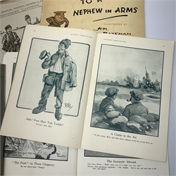 Capt. Bruce Bairnsfather The Bystander's Fragments series, six editions being nos.1-6; thirty-four WW1 cartoons by Louis Raemaekers, clipped from The Daily Telegraph October-December 1918; Advice To A Nephew In Arms illustrated by H.M. Bateman; The Kaiser's Kalendar for 1915 by S.C. Strube & W.F. Blood; Life in the Army sketched by R. Simkin Ndc1893 etc