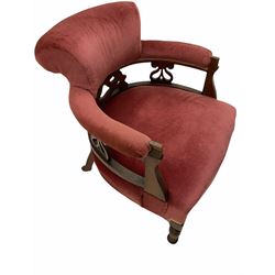 Late Victorian tub shaped upholstered chair 
