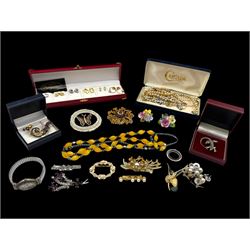 Four pairs of 9ct gold stud earrings, silver stone set stud earrings and a collection of c...