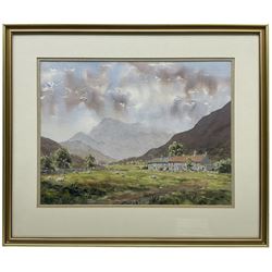 John Urwin (British 1939-): 'Durham from the Elvet', watercolour signed, dated '92 and titled verso 34cm x 49cm, together with Alan Paynes (Yorkshire Contemporary): 'Lakeland Farm - Near Ennerdale',  watercolour signed, titled verso 35cm x 47cm (2) 