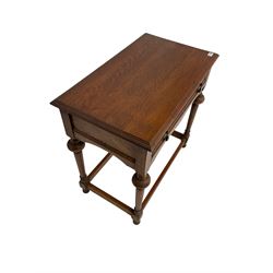 Late 20th century oak side table, fitted with single drawer