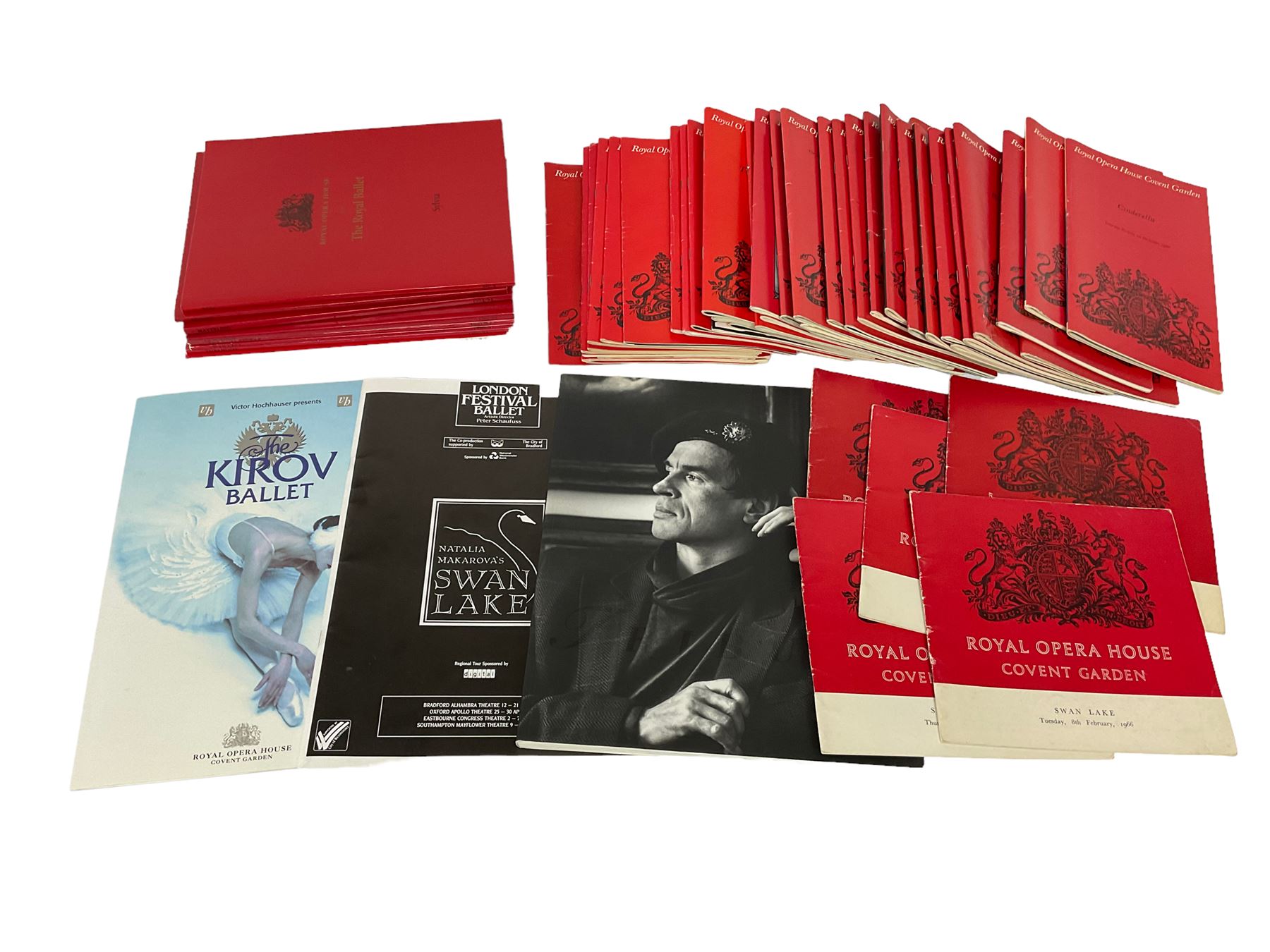 Large collectable of Royal Opera House, ballet and opera theatre programmes, from 1965 to 2008, to include performances of Swan Lake, Romeo & Juliet, Cinderella, Lohengrin, etc together with booklet entitled'Tribute to Rudolf Nuyeyev (1938-1993) 