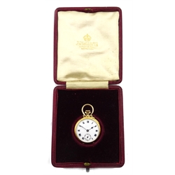  18ct gold fob watch Swiss movement by J W Benson Ludgate Hill, London 1914, in original box  