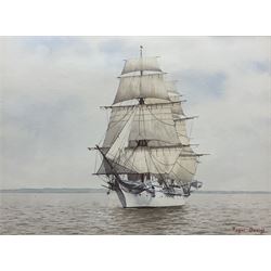 Roger Davies (British 1945-): Sail Training Ship 'Jarramas', watercolour signed, titled verso 23cm x 31cm