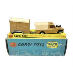 Corgi - Gift Set No.2 Land Rover with 'Rices' Pony Trailer and Pony, tan livery, in original box 