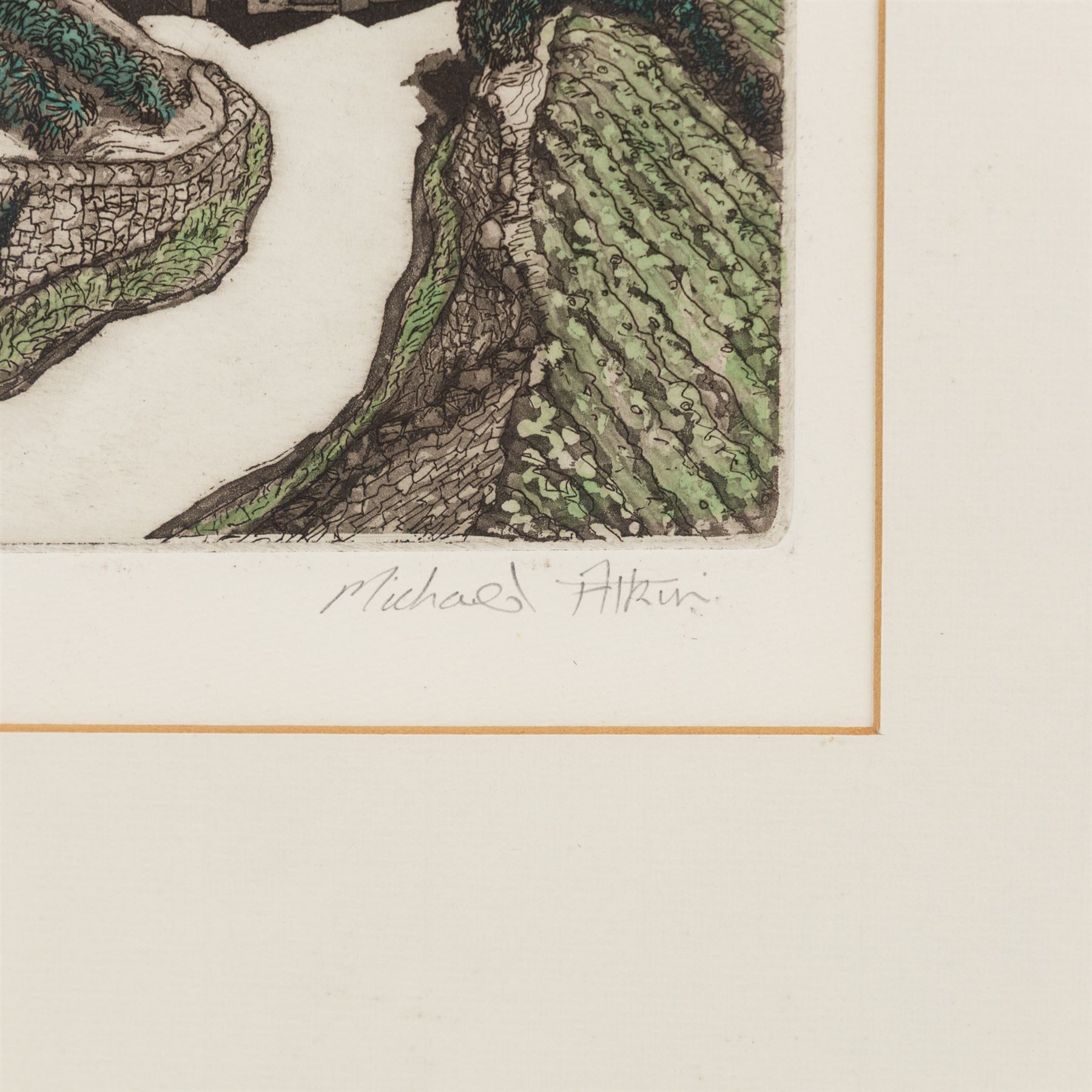 Michael Atkin (Scarborough 1952-): 'Continental Adventure', limited edition coloured etching signed titled and numbered 8/60 in pencil, 23cm x 37cm 