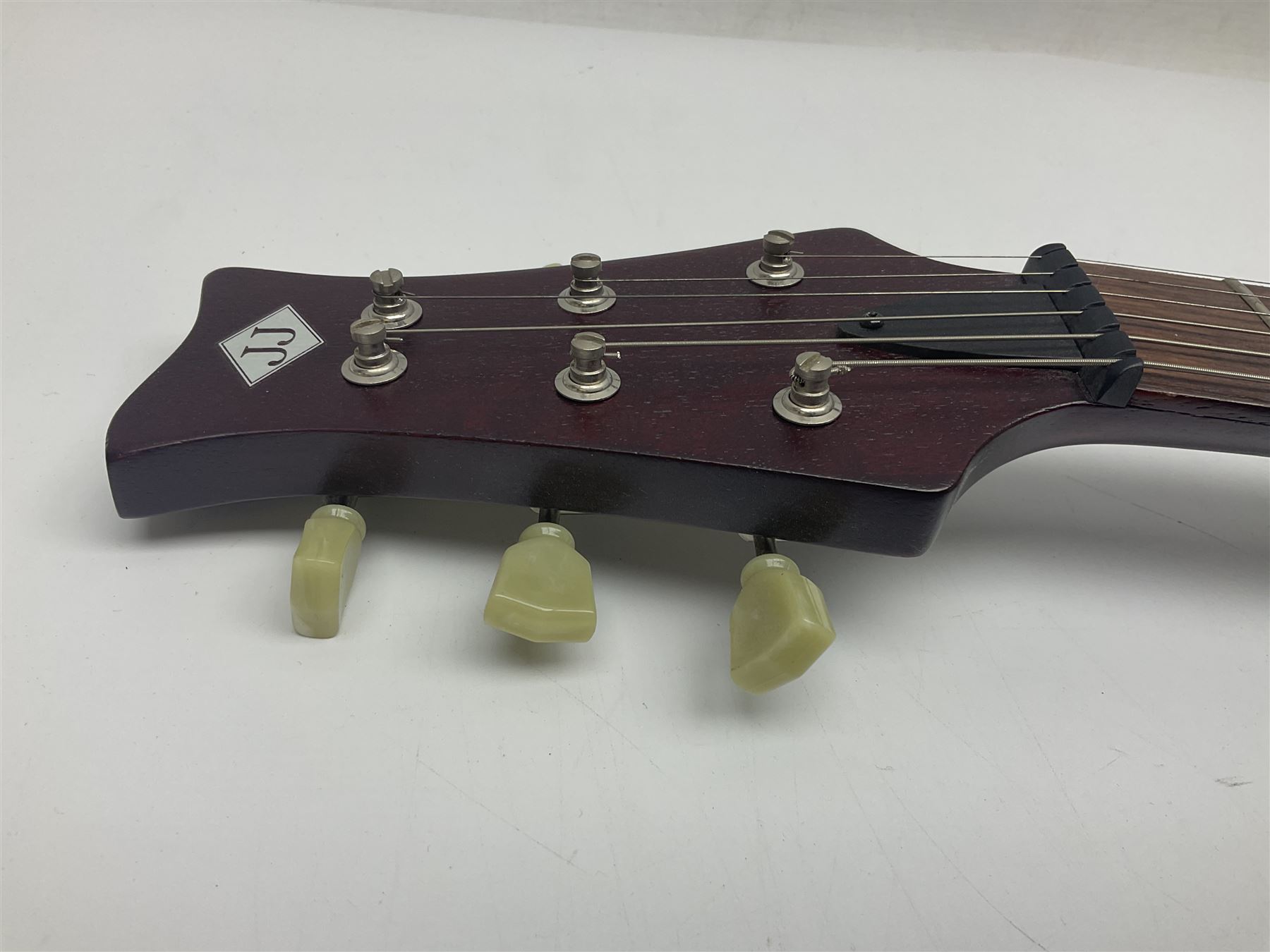 British hand-made mahogany electric guitar by 'JJ' luthier Dan Macpherson c2012 L95cm; in FX lightweight carrying case