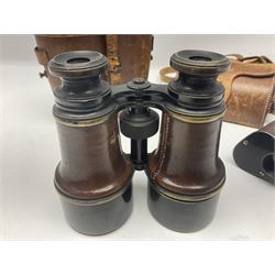 Steinhil-Munchen Vergr.19x monocular in case, together with cased pair of binoculars