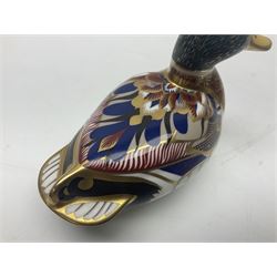 Royal Crown Derby paperweights, comprising Mallard and Pheasant, both with gold stoppers and printed marks beneath