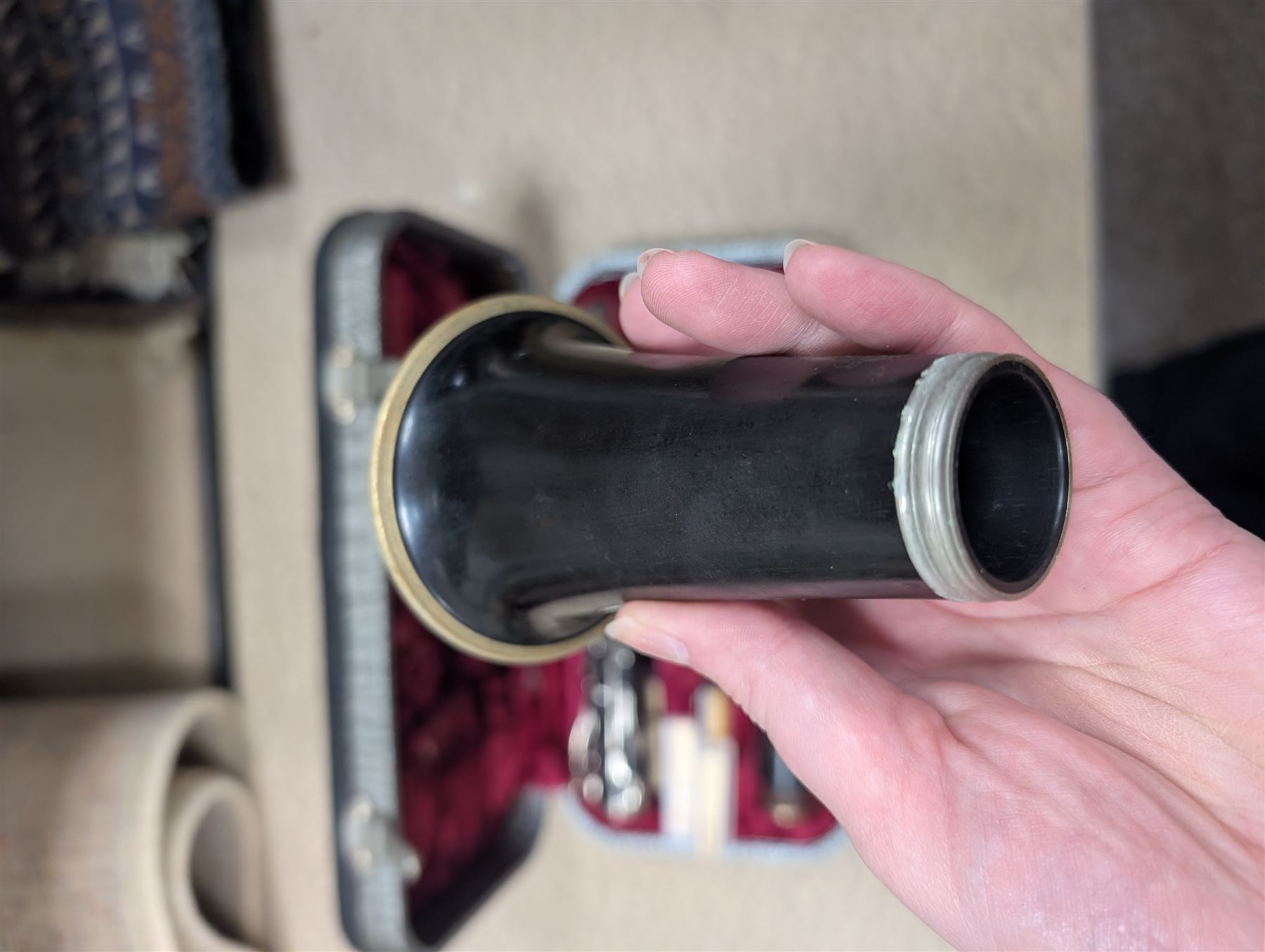 Carlo Ricordo bowl back mandolin, Selmer clarinet and a Boosey & Hawkes clarinet, all cased