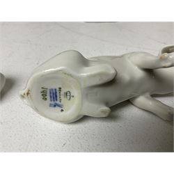 Seven Royal Copenhagen figures, including Arctic tern no 827, Swan no 755, Kingfisher no 2257 etc, together with Royal Copenhagen dish