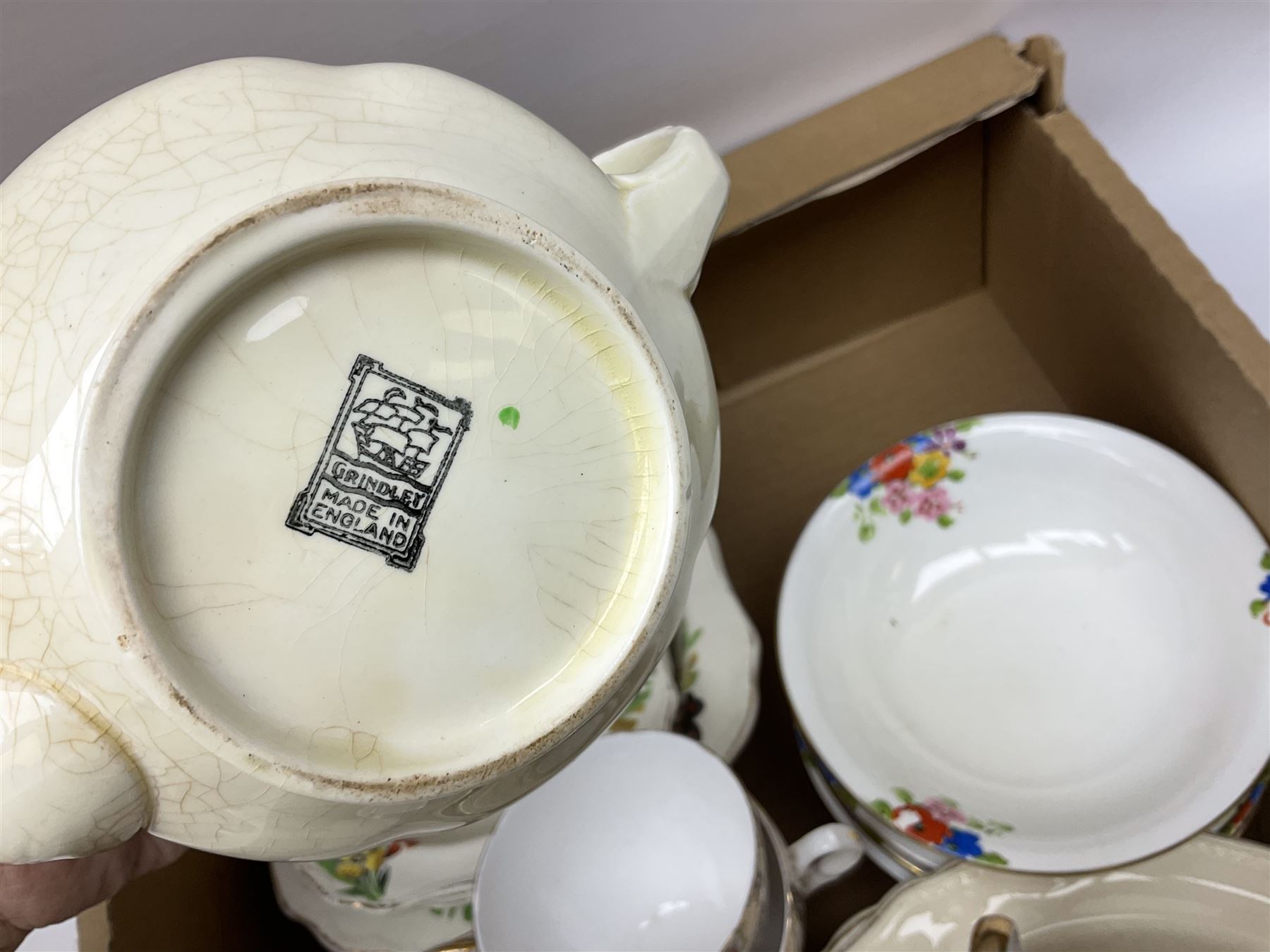 Shelley bowl, TG Green measuring jug, Villeroy & Boch sauce boat and stand, Burleigh Asiatic Pheasants plum cow creamer, cylindrical vase, mugs, bowls, jug etc, Spode 'Full Cry' The Hunt plate, Spode Ladybird mugs, Portmeirion, Meakin, Carlton China, teawares, ceramics etc