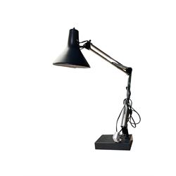 Angle poise style lamp upon a rectangular base,   H64cm
