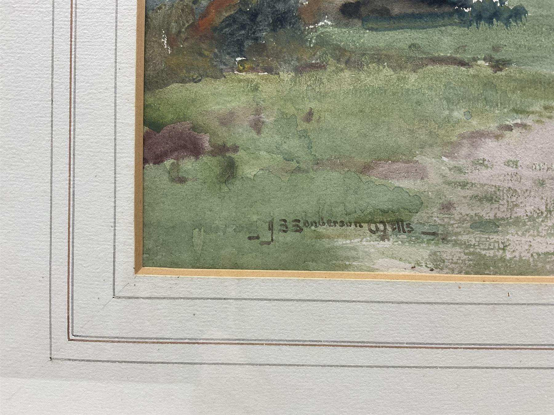 John Sanderson Wells (British 1872-1955): Upland Landscape, watercolour signed 32cm x 46cm
