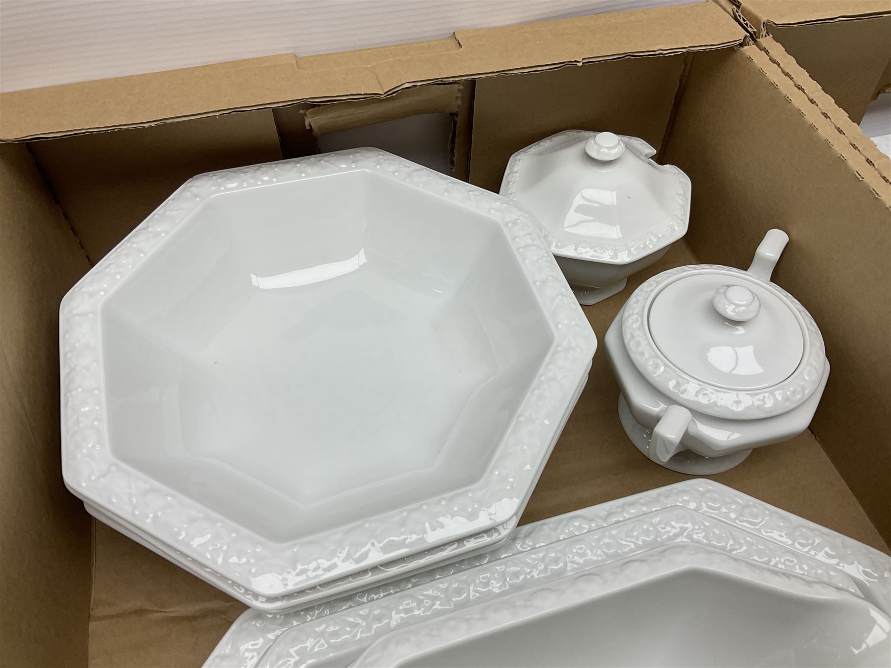 Rosenthal Classical Rose tea and dinner service for eight, including teapot, coffee pot, milk jug, covered sucrier, cups and saucers, dinner plates, serving dishes etc 