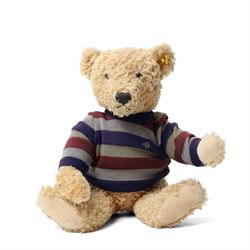Steiff for Mulberry Teddy Bear, articulated bear wearing a striped Mulberry jumper, with o...