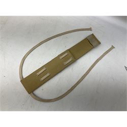 Gulf War period commando knife with 17cm double-edged steel blade etched with the crest and motto 'By Strength and Guile', blackened cross-piece and grip; in webbing scabbard L31cm overall