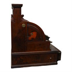 Late 19th Century American cash register in an inlaid walnut case by the National Cash Register Co. Dayton, Ohio USA, H48cm