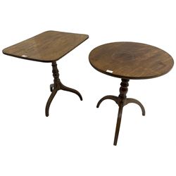 Georgian mahogany tilt-top occasional table, rectangular top over turned pedestal and tripod base (W70cm H72cm); with another similar and later