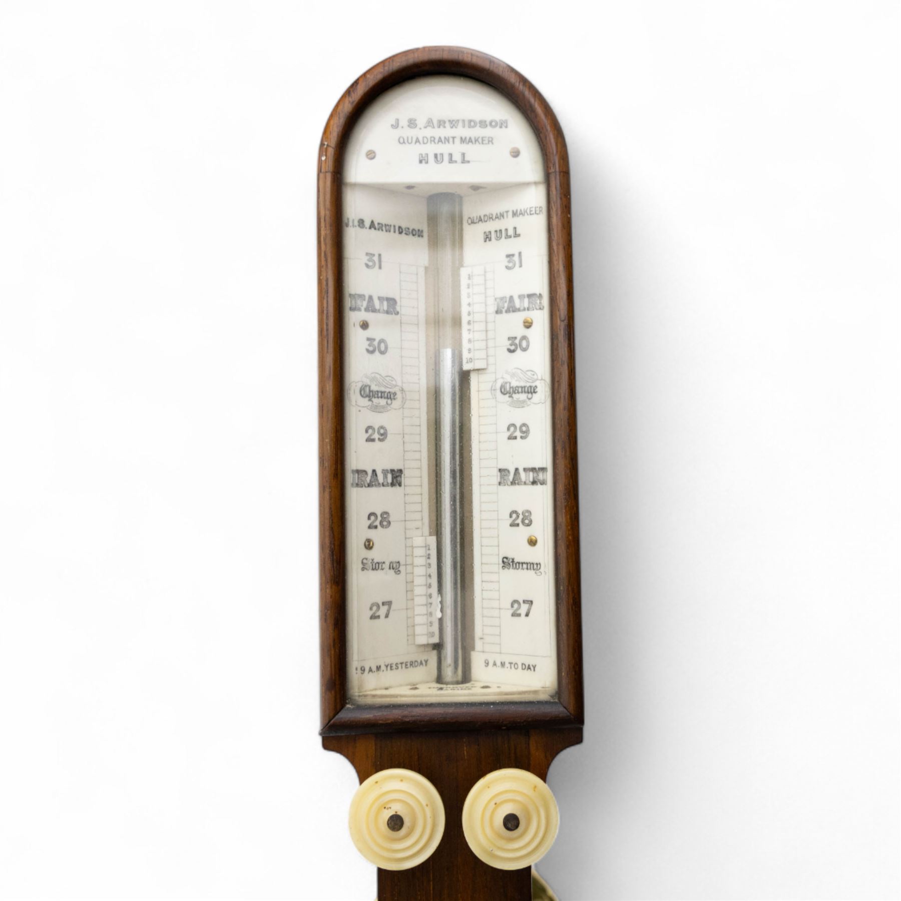 Late 19th-century rosewood improved marine barometer, the bone dial signed 