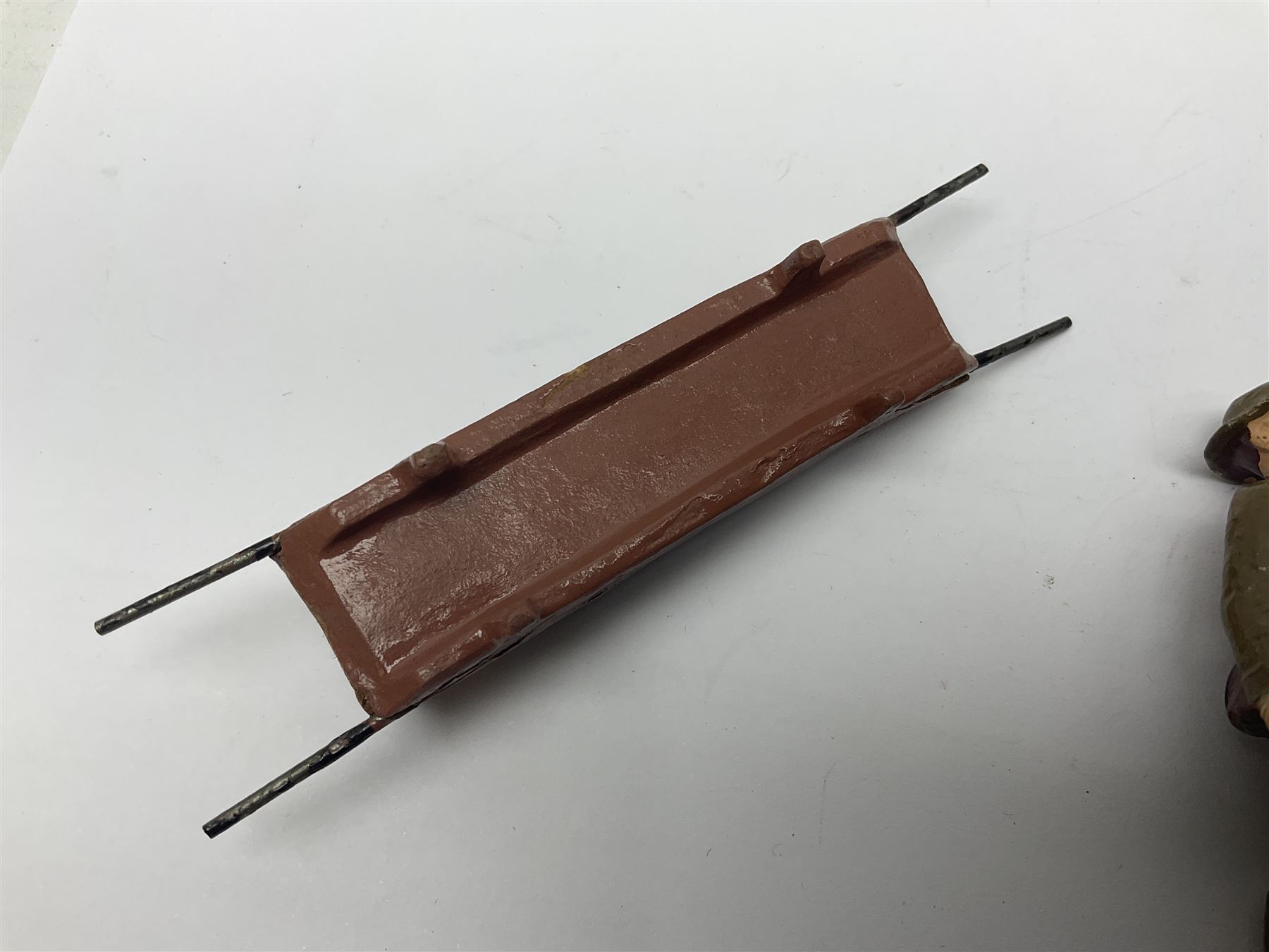 Eight Elastolin British soldiers and wartime figures, including nurse, injured soldier on stretcher, soldier with dog, etc, tallest 11cm