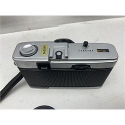 Four Olympus camera bodies, including Olympus OM10, serial no 20744269, with 'Olympus OM-System Zuiko Auto-S 50mm 1:1.8' lens serial no 3633644, Olympus OM-2 camera body serial no 460280 with 'Olympus OM-System G.Zuiko Auto-s 1:1.4 f=50mm' lens, serial no 729750, etc 