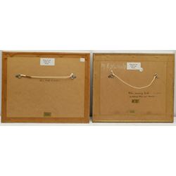 Madeleine Eyland (Belgian/British 1930-2021): 'Blue Boats at Anchor' and 'Blue Dancing Boats', two pastels signed, titled verso 22cm x 30cm and 19cm x 26cm (2) 
Provenance: artist's studio collection. Marie-Madeleine Eyland (neé Legrain) was born in 1930 at Floriffoux, Belgium; she lived most of her life in Scarborough working as a nurse and an artist.