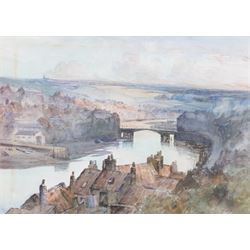 Thomas Swift Hutton (British 1860-1935): 'Whitby Town from Spion Kop' and Castle View, two watercolours one signed, the other titled and attributed verso 26cm x 36cm (2)