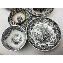 Collection of 19th century tea wares by William Smith & Co, decorated in various patterns including Cupid, Tally Ho and Fountain 