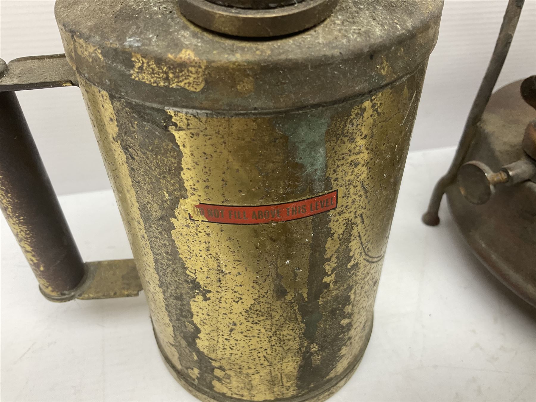 Three hydrometers, including examples by Allan and Clarke, all boxed, together with a blow torch, air sprayer, burned and a pressure gauge