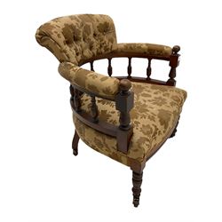 Late Victorian walnut framed tub shaped chair