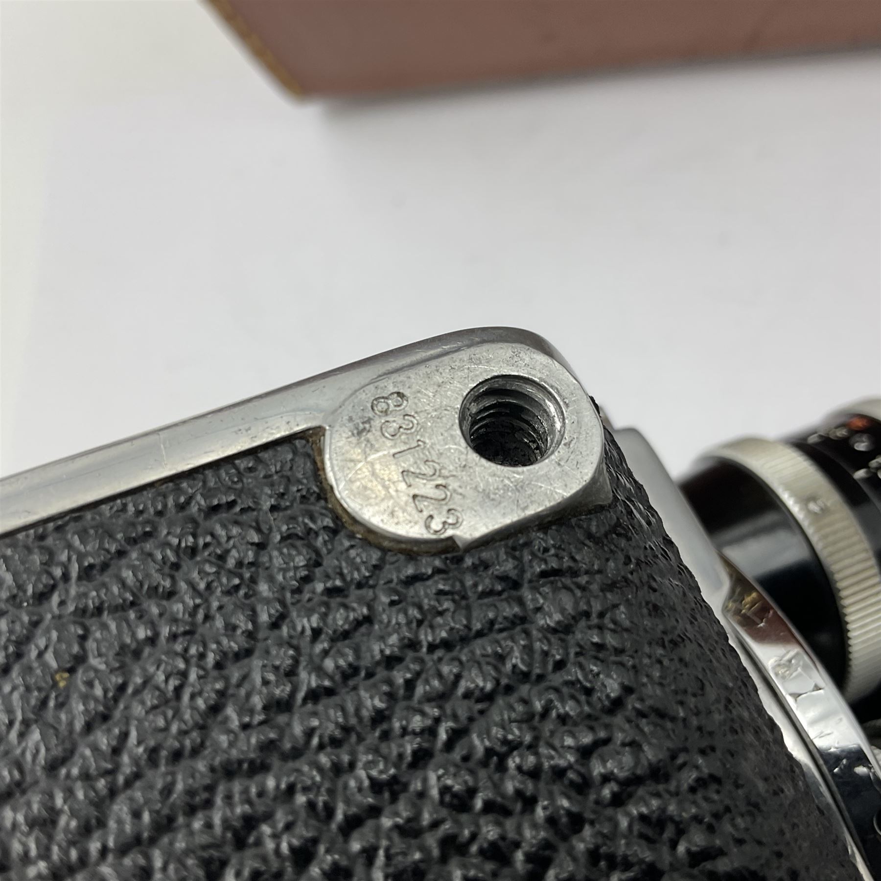 Paillard Bolex D8L STD 8mm cine camera body, serial no. 831223, with 'Paillard Switar 1:1.8 f=36mm AR' lens, serial no. 769123, Paillard Yvar 1:1.8 f=13mm AR' lens, serial no. 782154 and Paillard Pizard 1:1.9 f=5.5mm AR' lens, serial no. 717045, in leather carry case