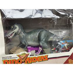 Dino-Riders, 1980s Tyco Action GT Toys, Tyrannosaurus Rex with Krulos, Bitor and Cobrus Evil Rulon Warriors; boxed
