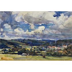 Rowland Henry Hill (Staithes Group 1873-1952): Cattle near Goathland, watercolour signed and dated 1926, 19cm x 28cm