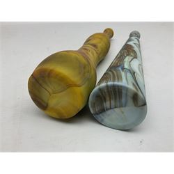 Bjorn Ramel Sea of Sweden Glasbruk art glass footed candle holder, together with a Murano fish, various other art glass vases, stylised green fish, etc, tallest H29cm