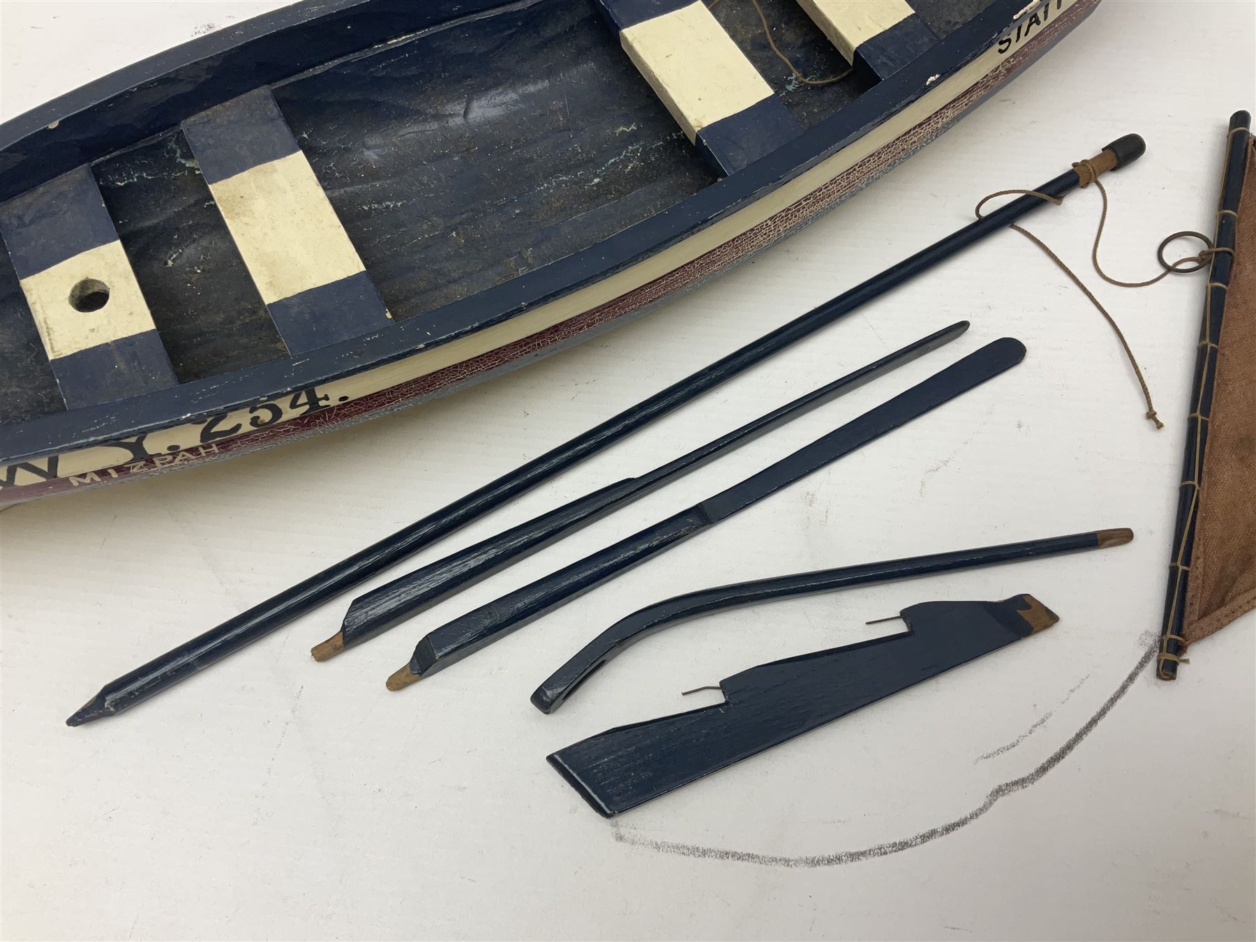Wooden model of the Whitby coble boat WY254 'Mizpah' L48cm