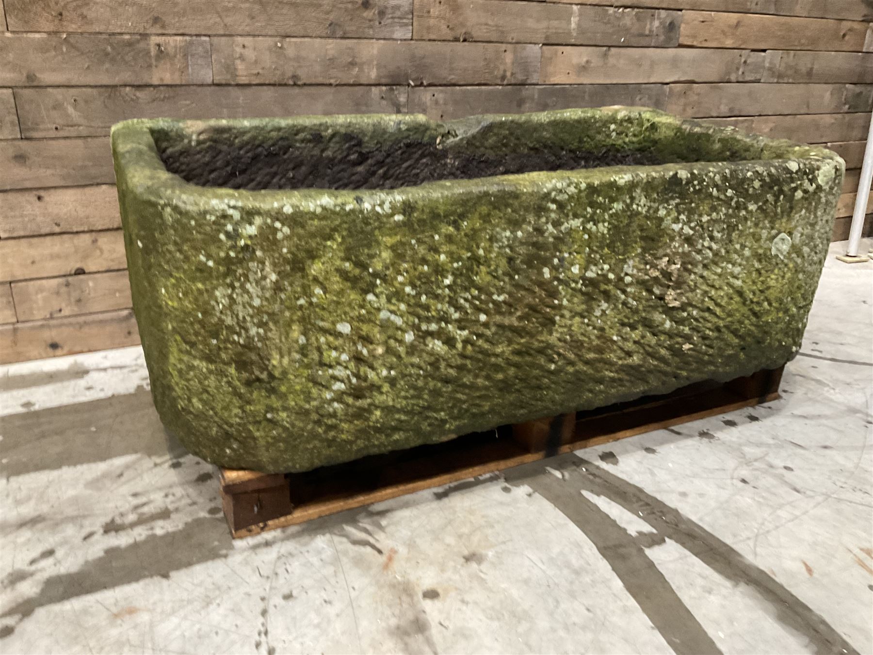 Large 19th century D shaped stone trough