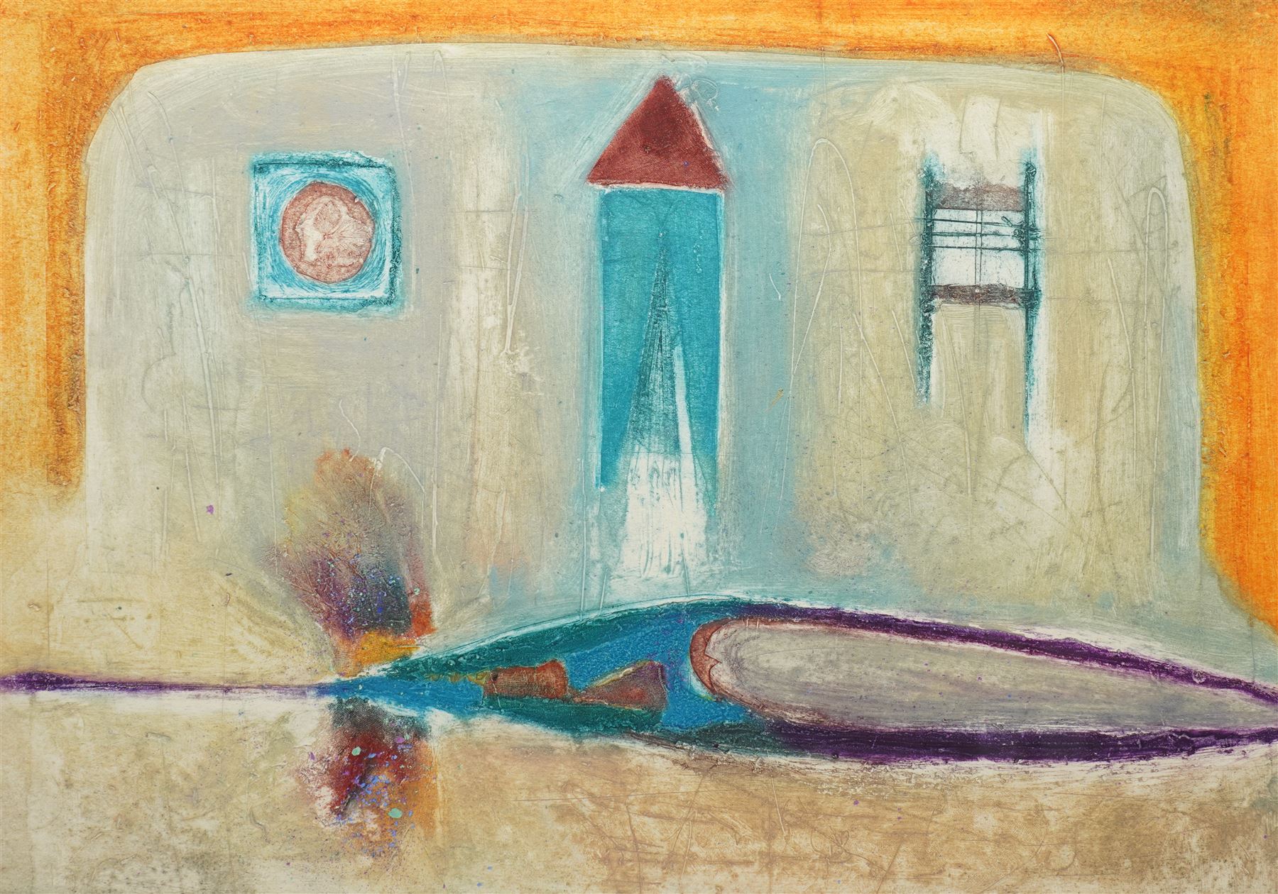 Freya Payne (British 1968-): 'Fallen Angel', limited edition colour etching signed titled and numbered 1/4 in pencil 45cm x 61cm